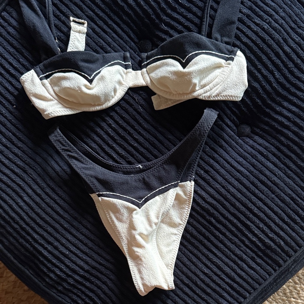 Contrast Black and White Two-Piece Bikini Set